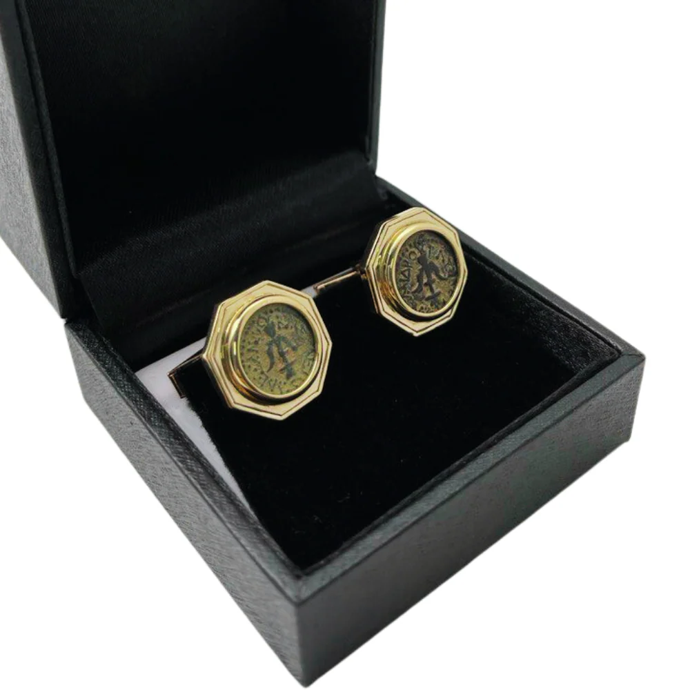 14k Gold Maccabean Coin Cufflinks - Image 6