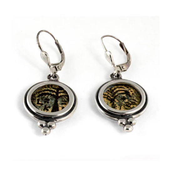 Ancient Roman Procurator Coin Silver Earrings - Image 3