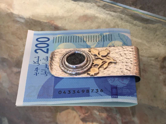 Maccabean Coin Money Clip in Hammered Silver and Gold - Image 4