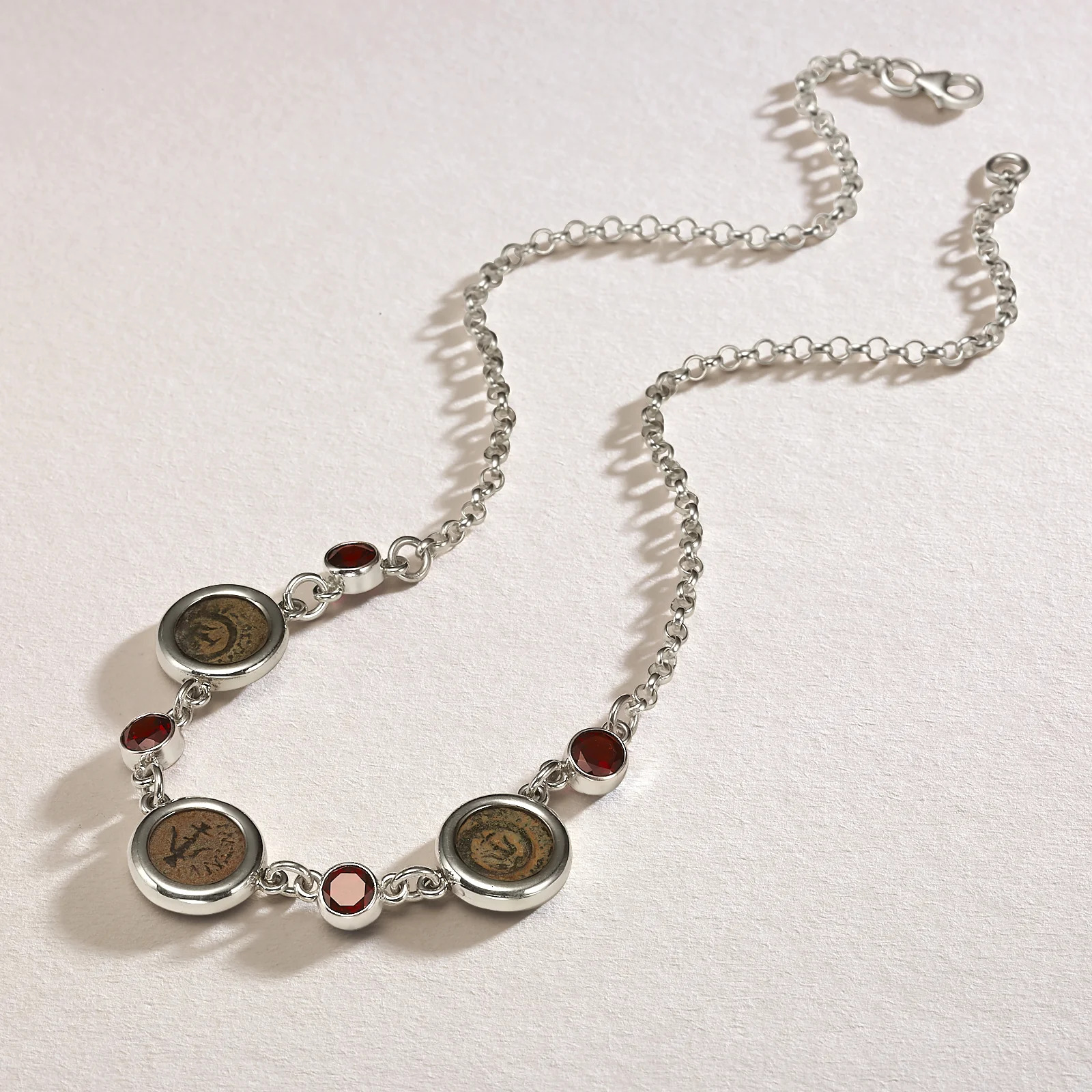 Roman Maccabean Coin Garnet Necklace - Image 2
