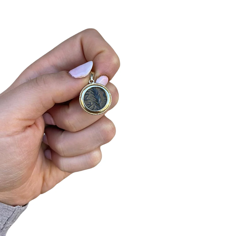 14K Gold Pruta Coin (Roman Procurators Coin) Pendant - Image 3