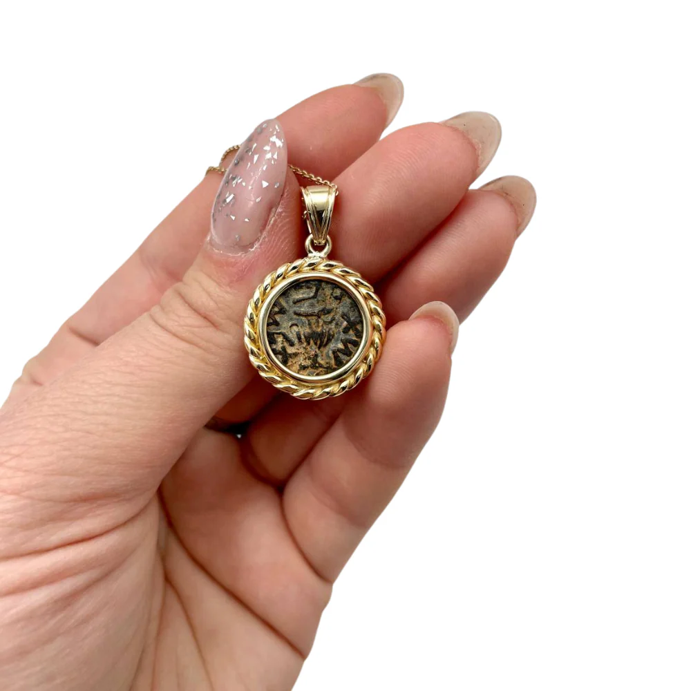 Israel Ancient Masada Coin 14k Gold Medallion Pendant - Image 3