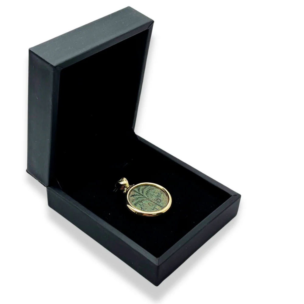 Bronze Bar Kokhba Coin 14K Gold Pendant - Image 5