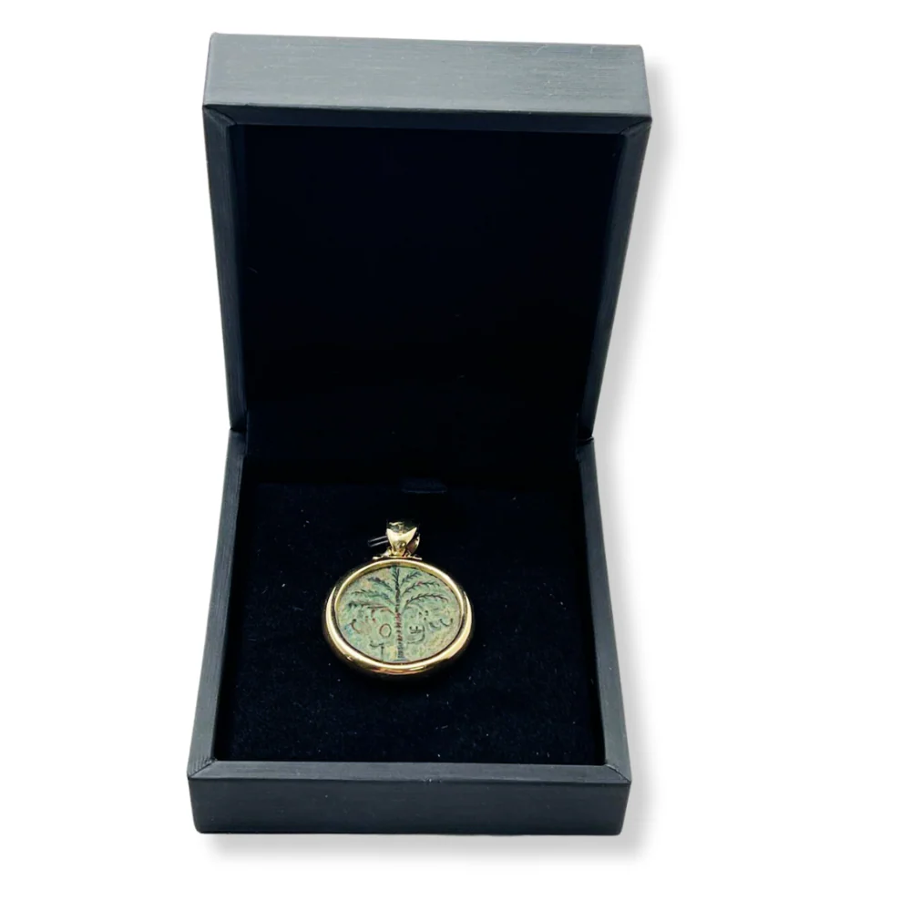 Bronze Bar Kokhba Coin 14K Gold Pendant - Image 6