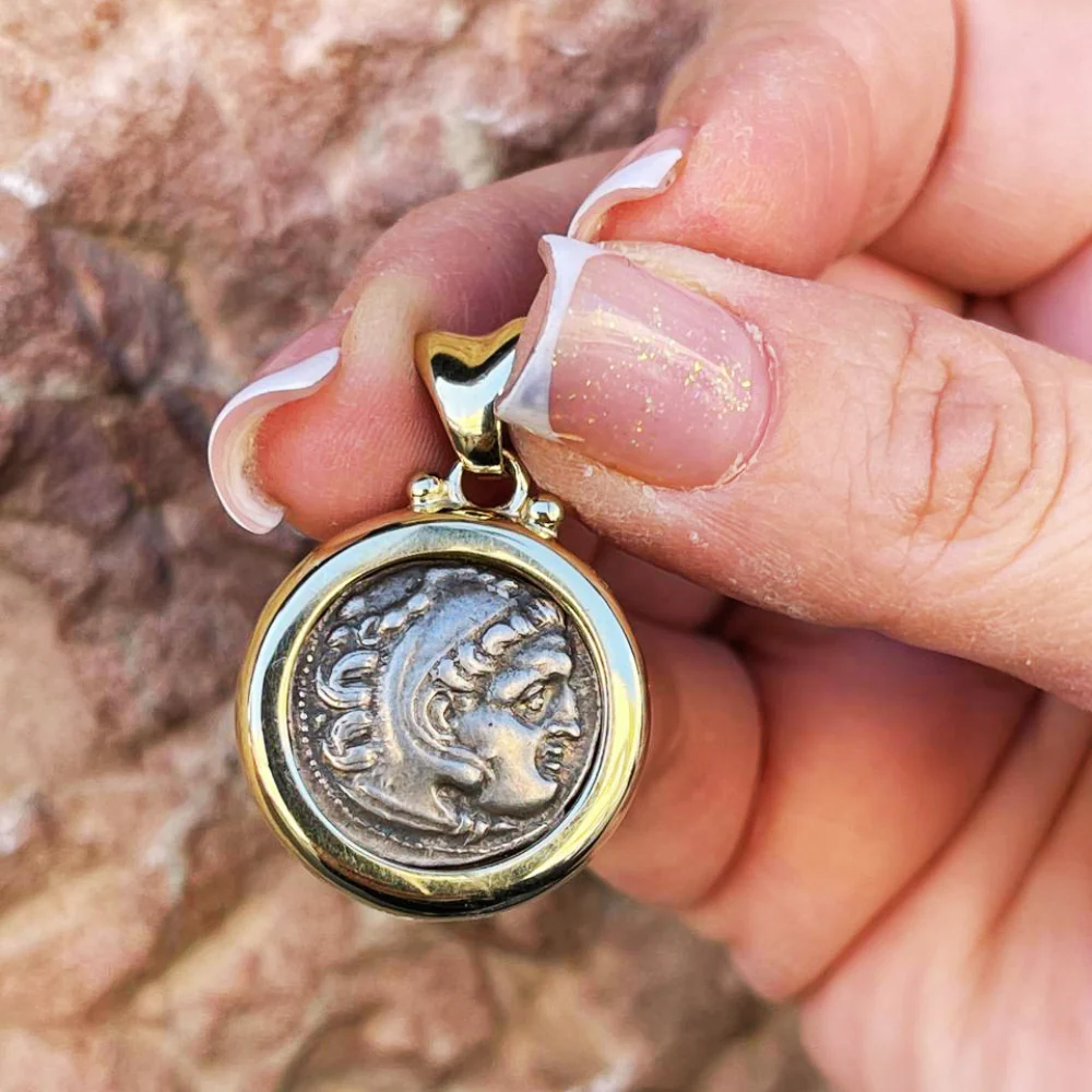 Authentic Alexander Coin in 14K Gold Pendant - Image 3