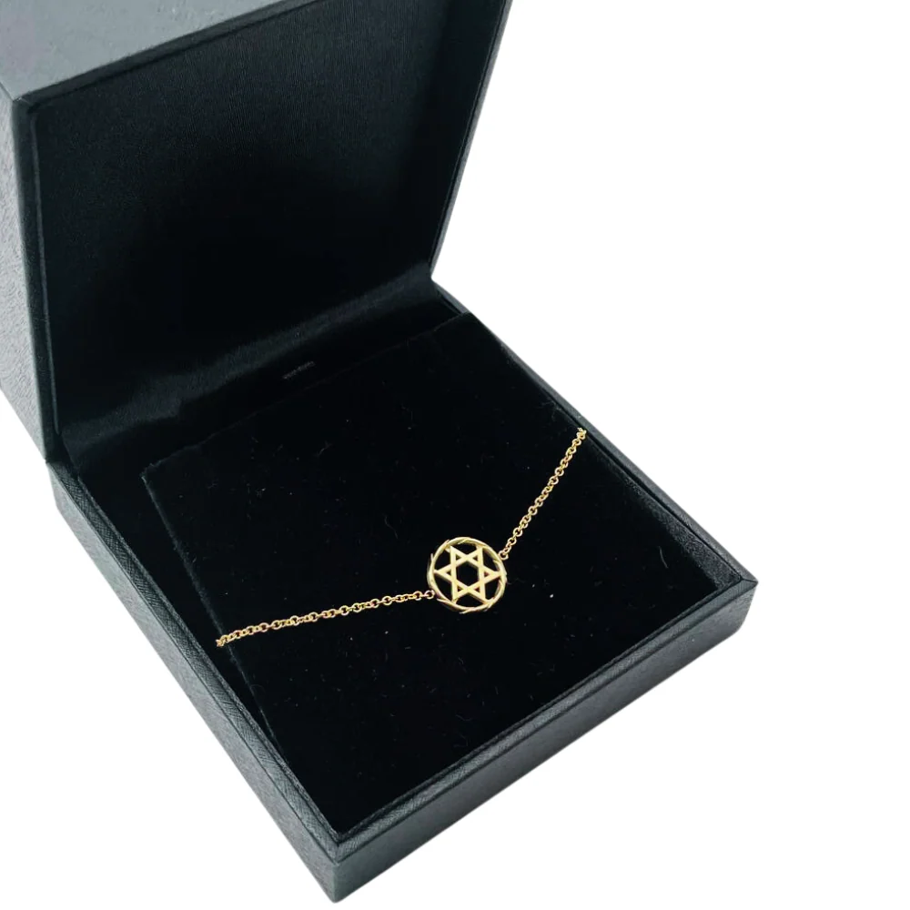 Star of David Chain Bracelet in 14K Gold - Image 5
