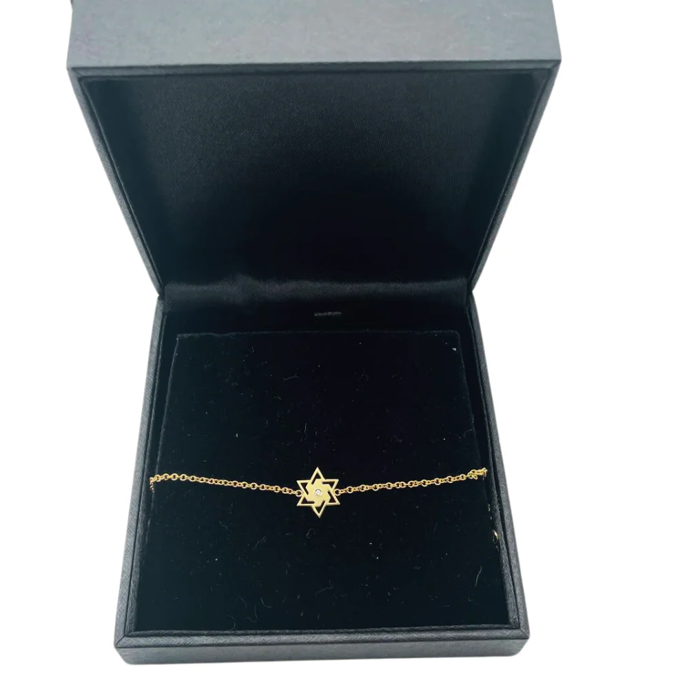 Diamond Star of David Chain Bracelet in 14K Gold - Image 4