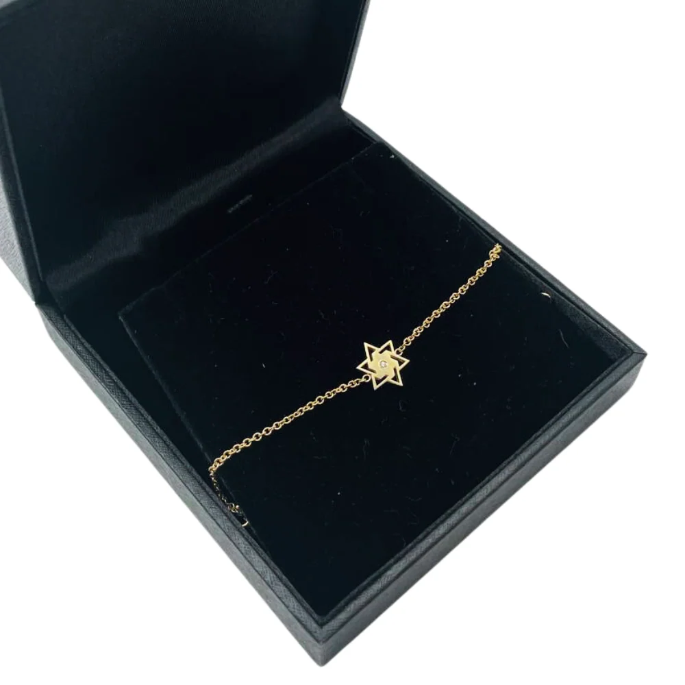 Diamond Star of David Chain Bracelet in 14K Gold - Image 5