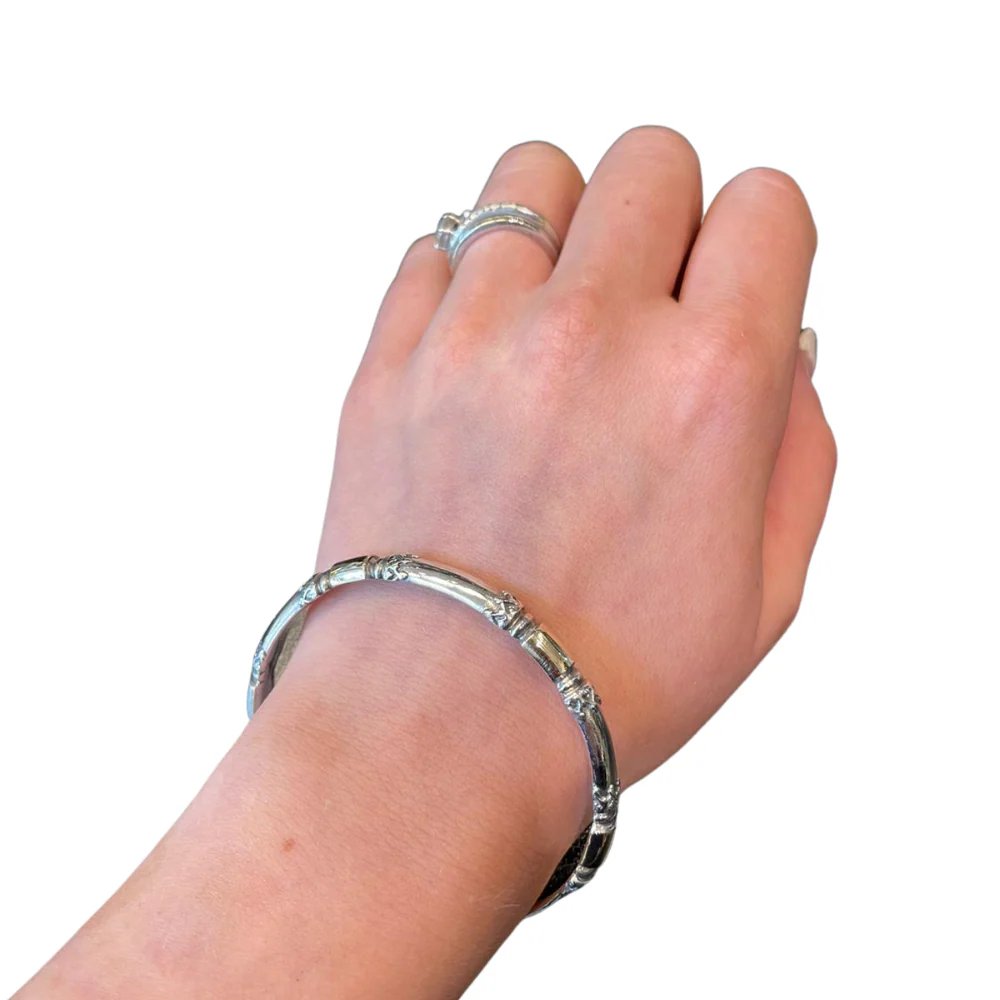 Ethnic Silver & Gold Filigree Bracelet - Image 2