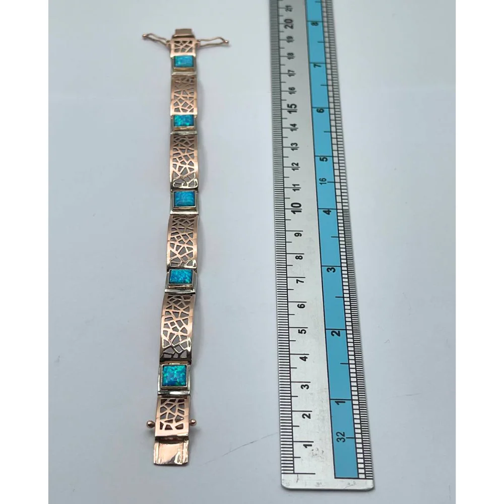 Israeli Designer Bracelet in 14k Rose and White Gold Opal Bracelet - Image 5