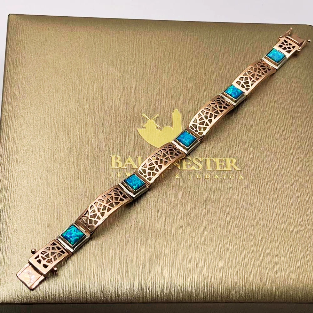 Israeli Designer Bracelet in 14k Rose and White Gold Opal Bracelet - Image 6