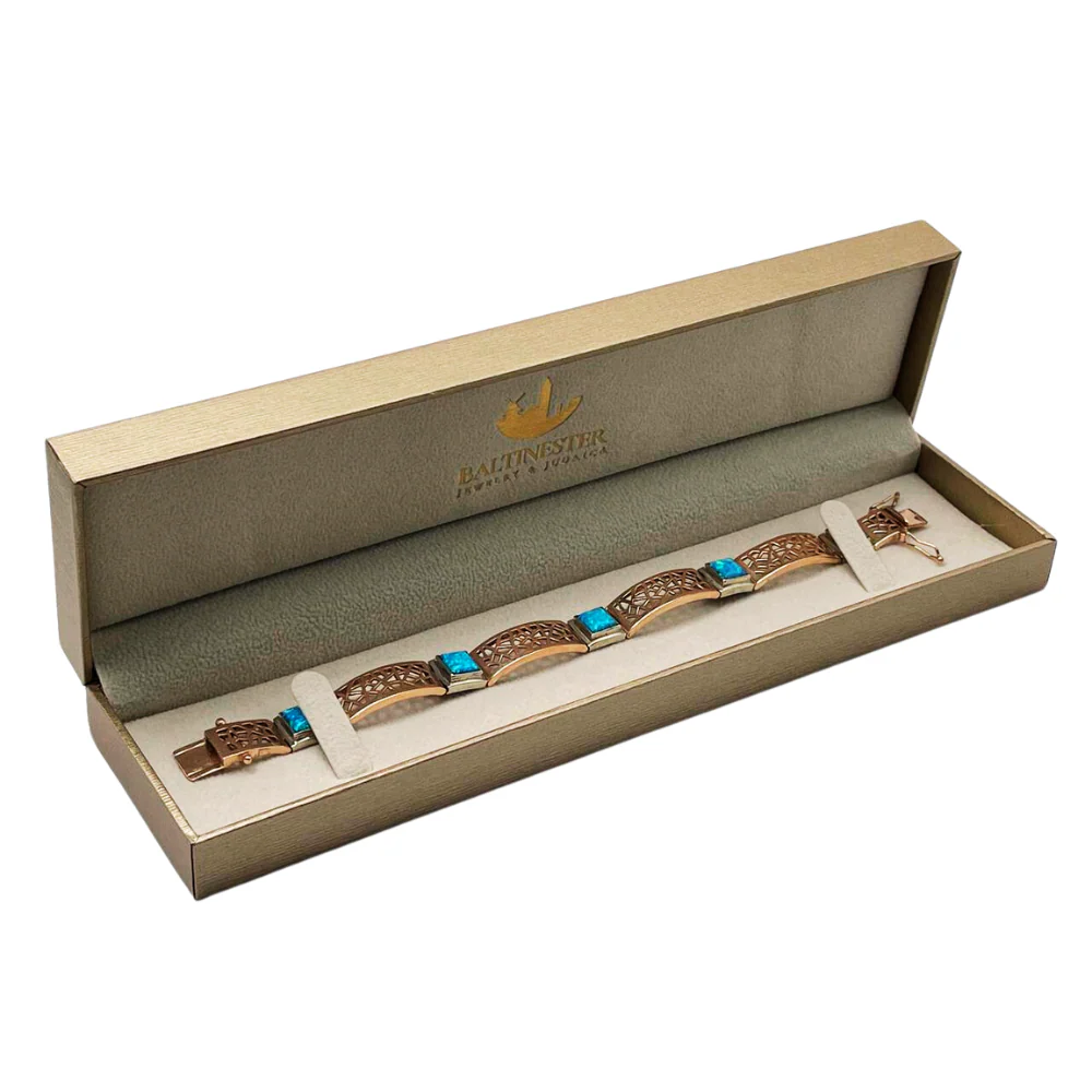 Israeli Designer Bracelet in 14k Rose and White Gold Opal Bracelet - Image 7
