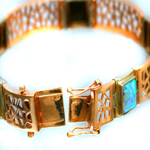 Israeli Designer Bracelet in 14k Rose and White Gold Opal Bracelet - Image 8