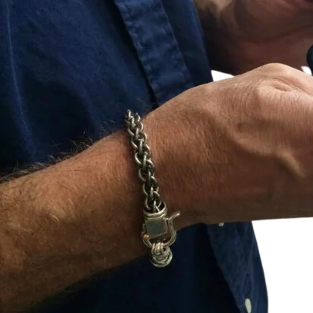 Titanium and Silver Link Chain Bracelet - Image 3