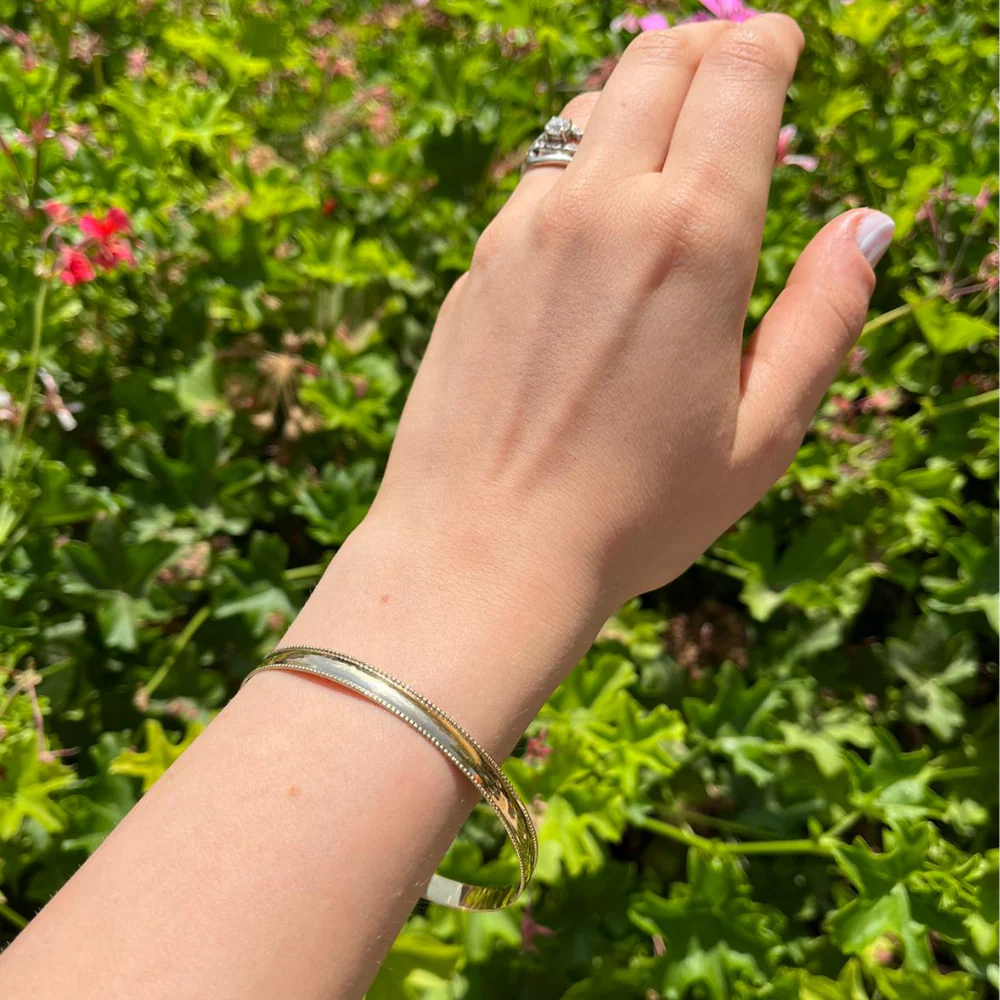 14k Gold Milgrain Bangle Bracelet - Image 4
