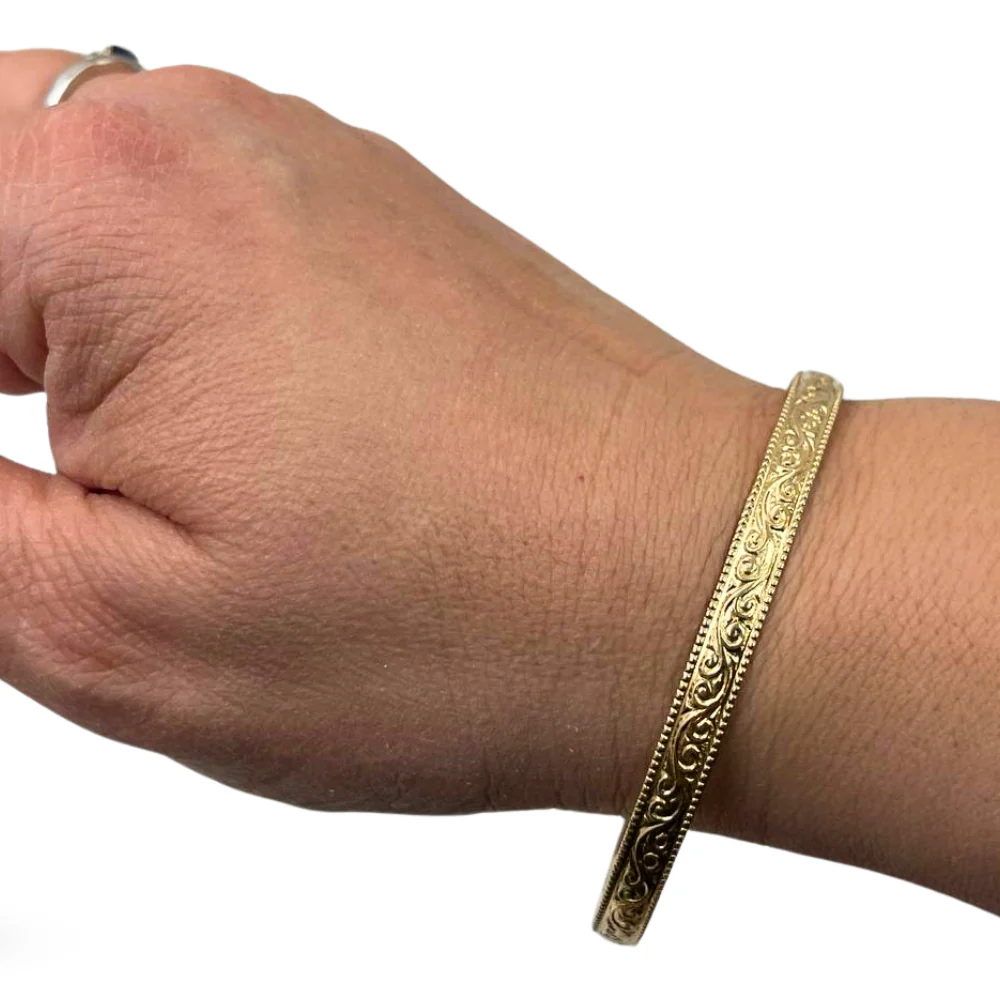 14K Gold Moroccan Bracelet - Heavy Ornate style - Image 4