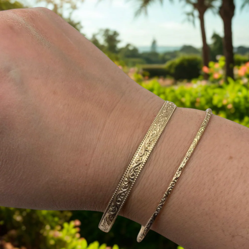 14K Gold Moroccan Bracelet - Heavy Ornate style - Image 5