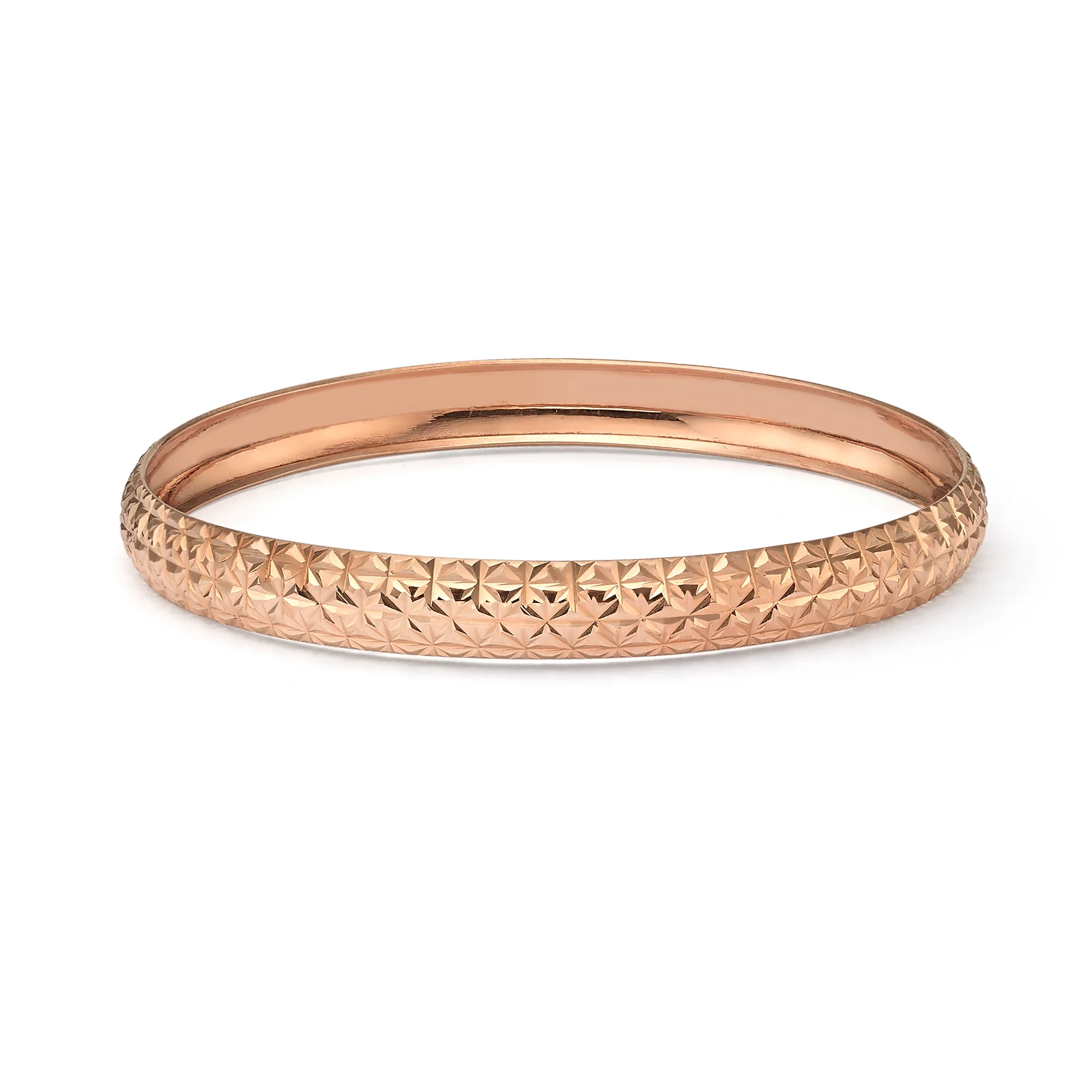 Diamond Cut Broad Bangle Bracelet in 14k Gold - Image 5