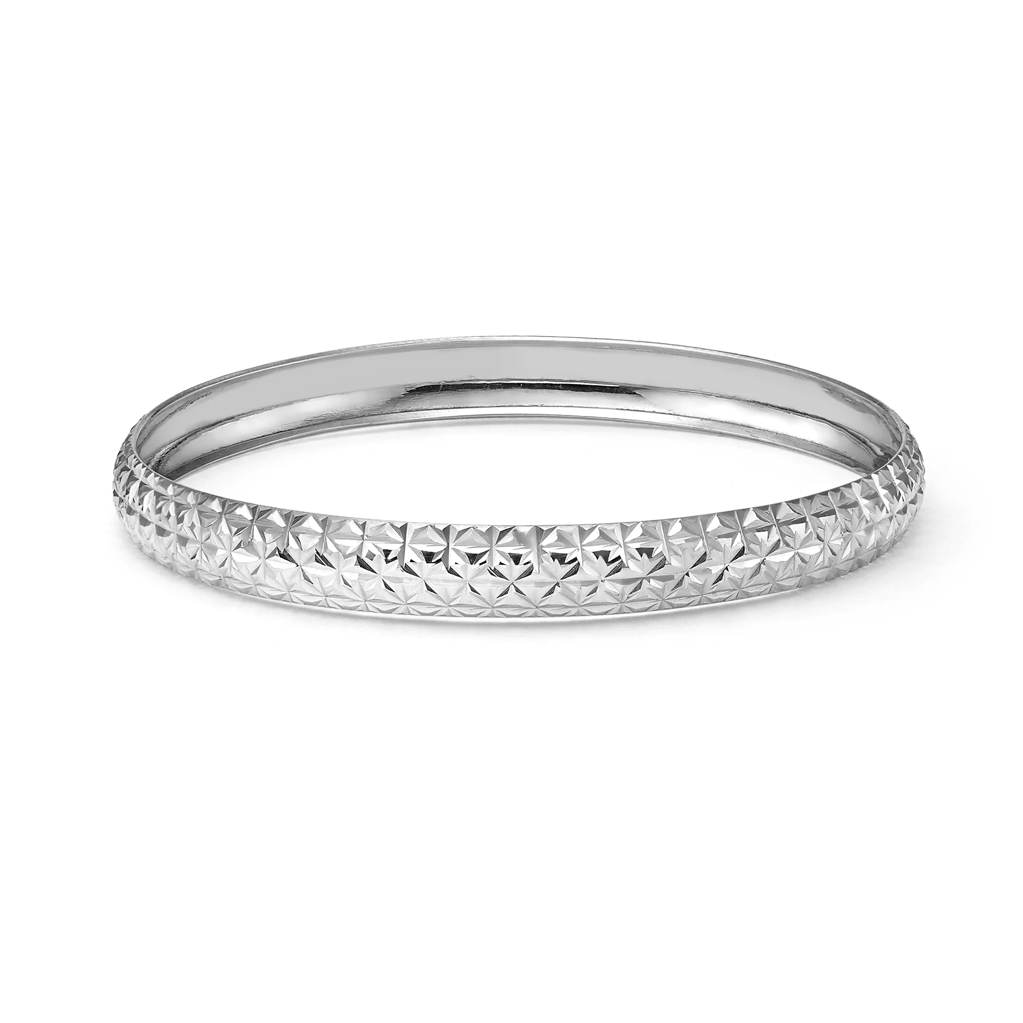 Diamond Cut Broad Bangle Bracelet in 14k Gold - Image 6