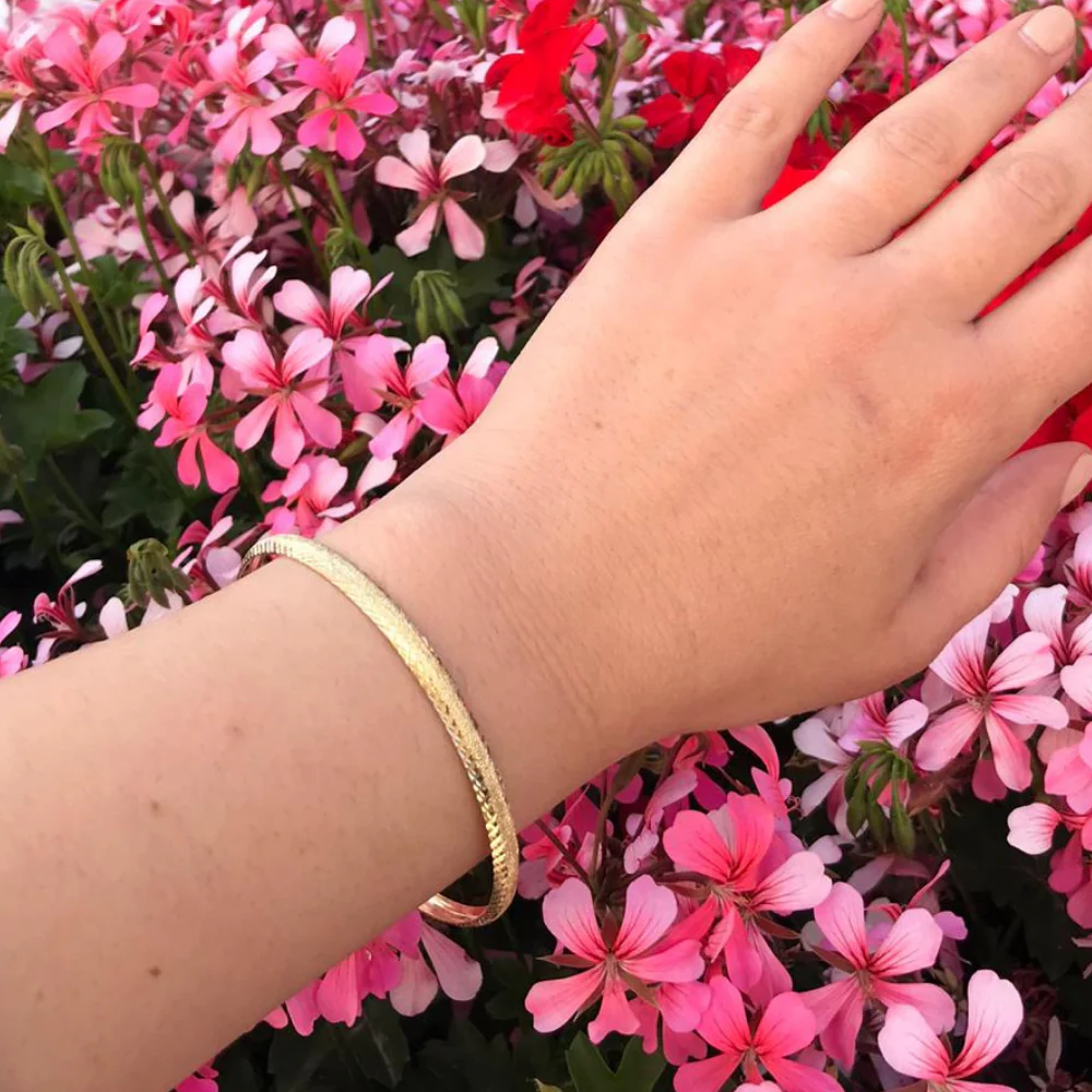 Diamond Cut Sleek Stacking Bangle in 14k Gold - Image 3
