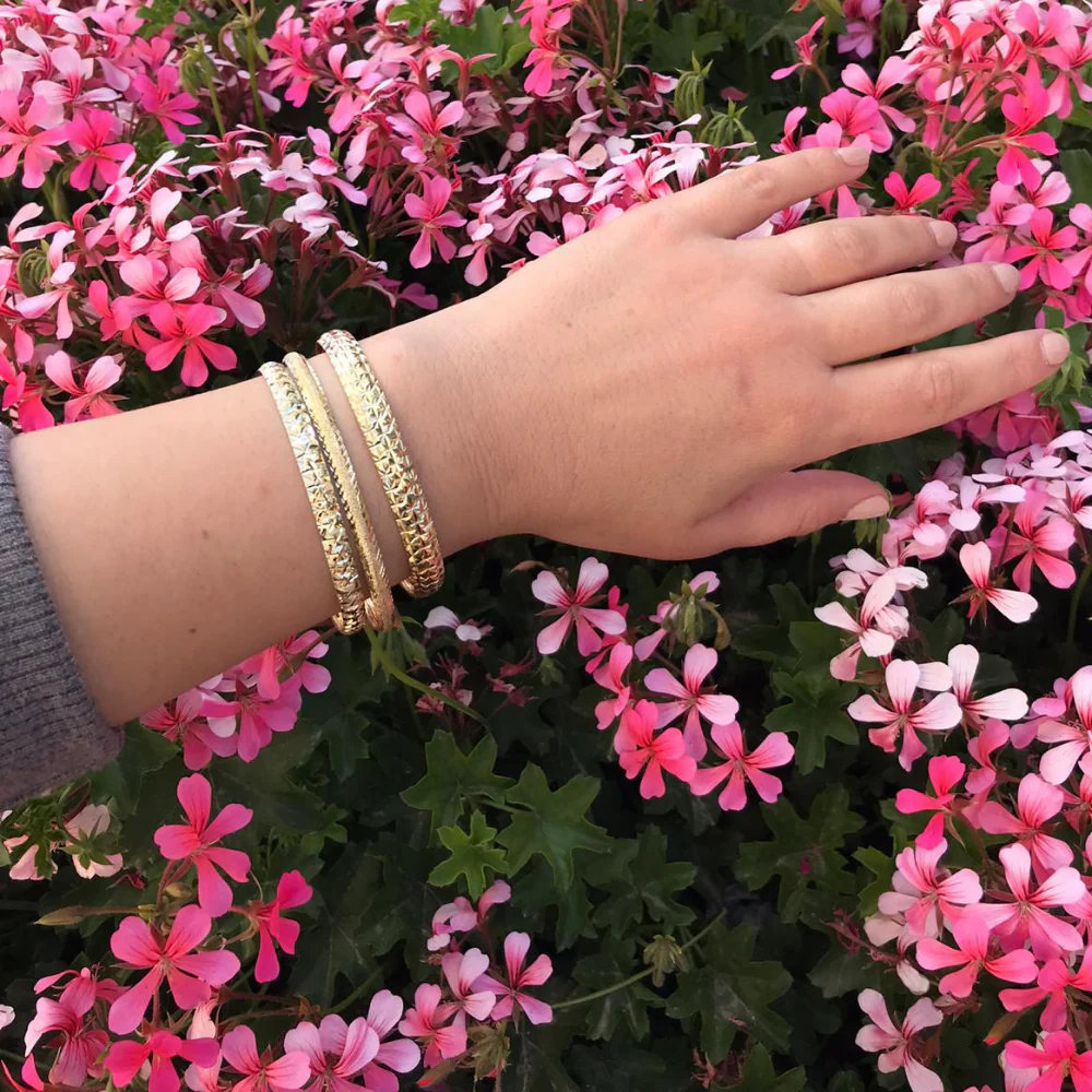 Designer Moroccan Stacking Bangle in 14k Gold - Image 4
