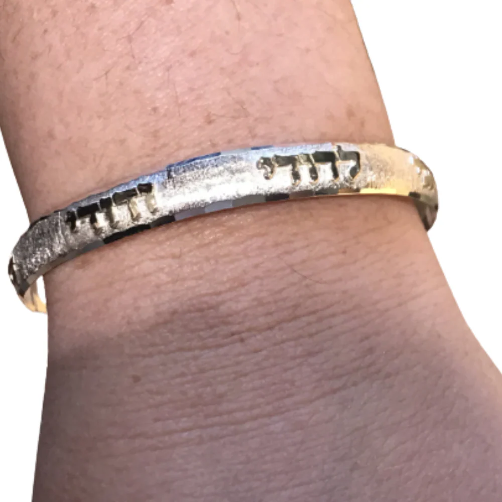 Ani L'Dodi Bangle Bracelet in Brushed Silver and Gold - Image 3