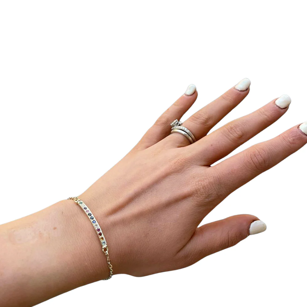 12 Tribes Hoshen Slim Bracelet with Semi Precious Stones in 14k Gold - Image 4
