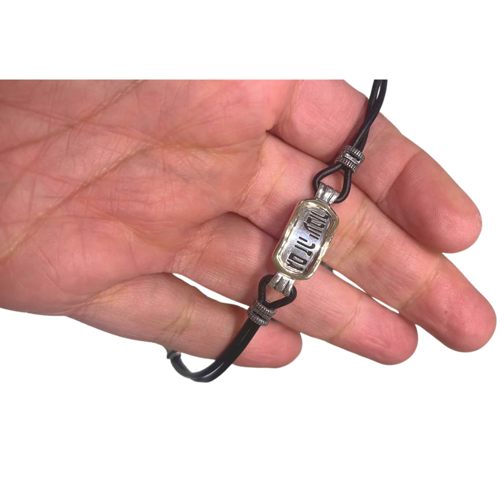 This Too Shall Pass Bracelet - Black Leather with Sterling Silver and Gold - Image 3