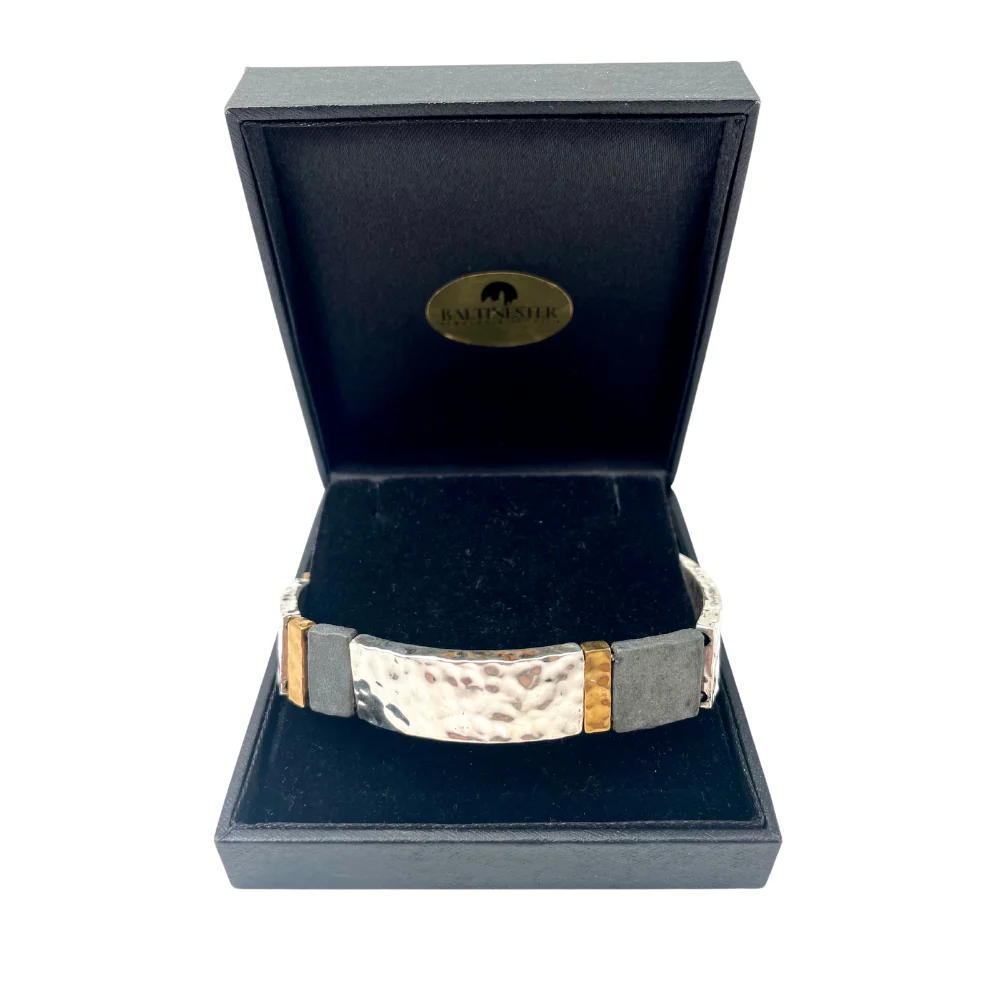 Broad Israeli Bracelet in Silver and Gold Plating - Electroforming - Image 2