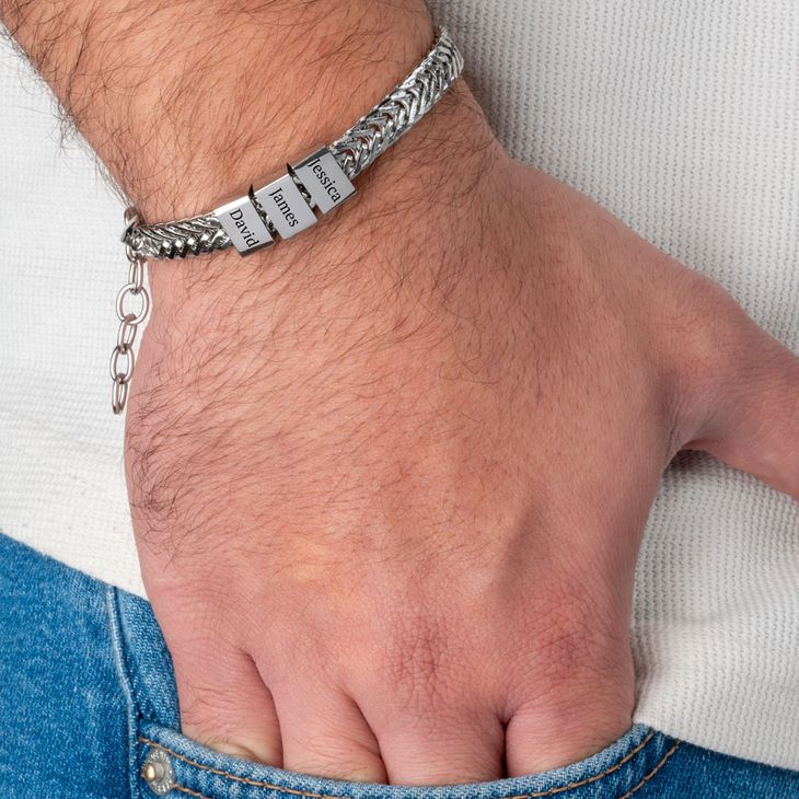 Dad Bracelet in Stainless Steel with Personalized Names Engraved - Image 4