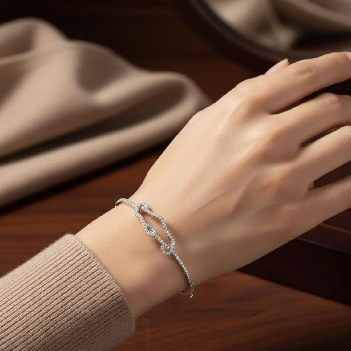 Diamond Map of Israel Bangle Bracelet in 14K Gold - Image 11