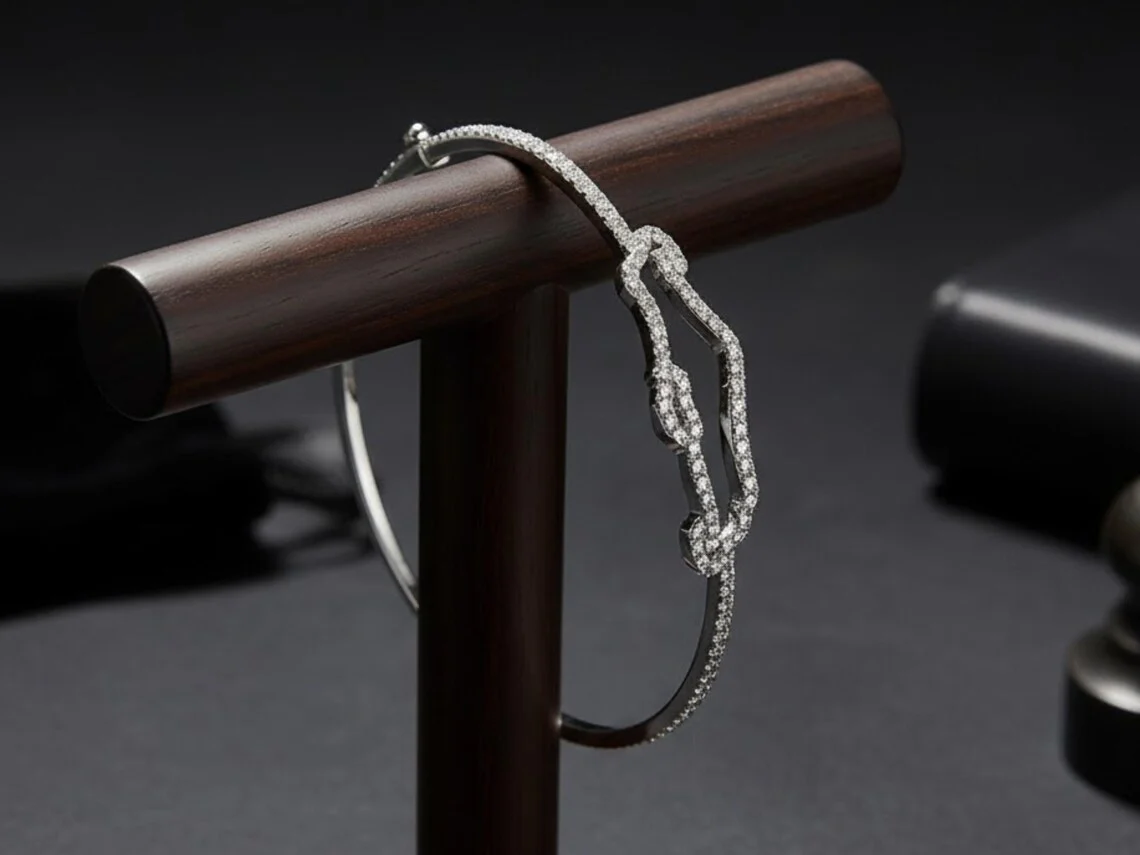 Diamond Map of Israel Bangle Bracelet in 14K Gold - Image 2