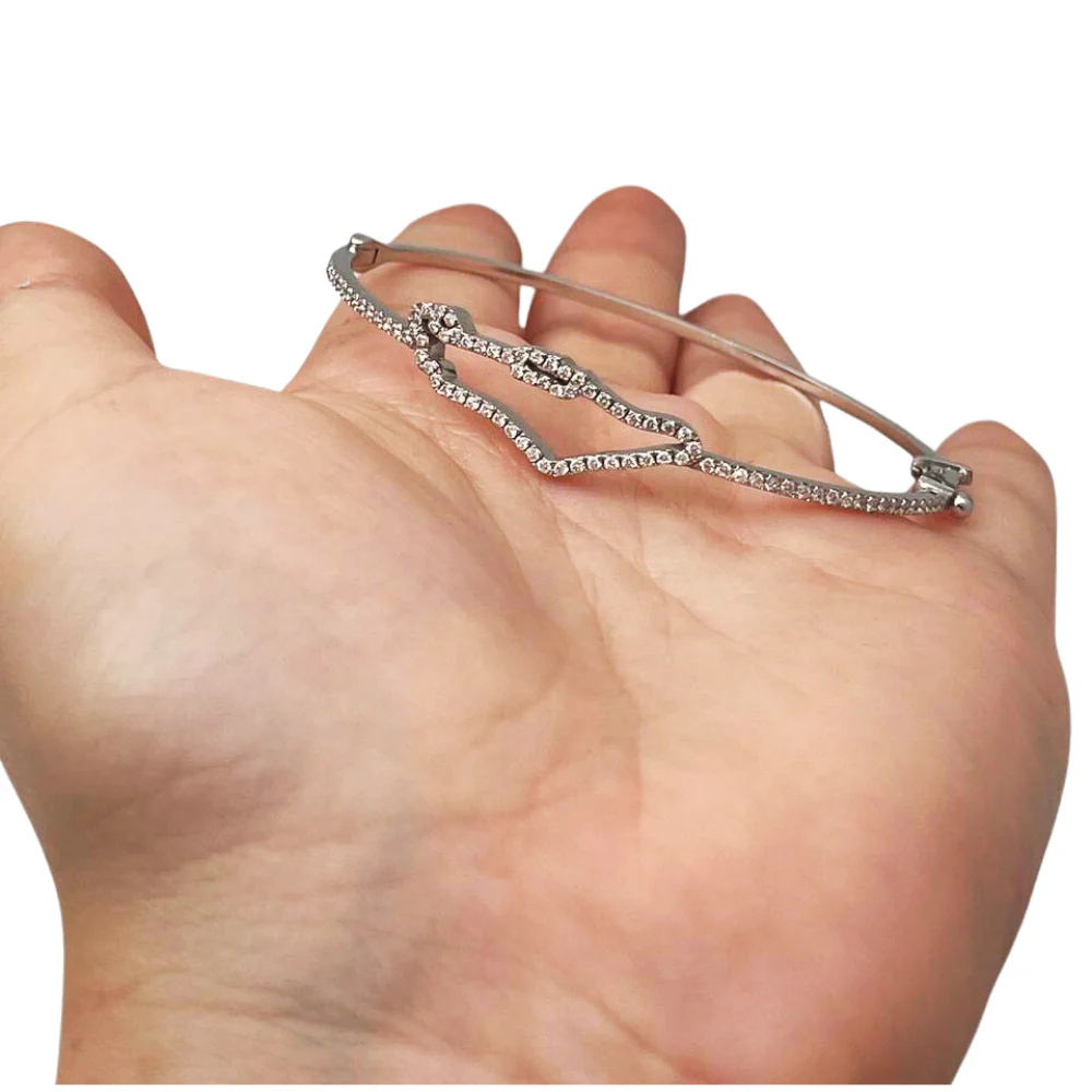 Diamond Map of Israel Bangle Bracelet in 14K Gold - Image 5