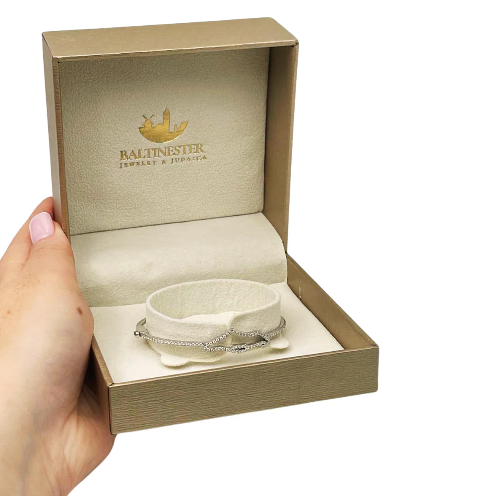 Diamond Map of Israel Bangle Bracelet in 14K Gold - Image 6