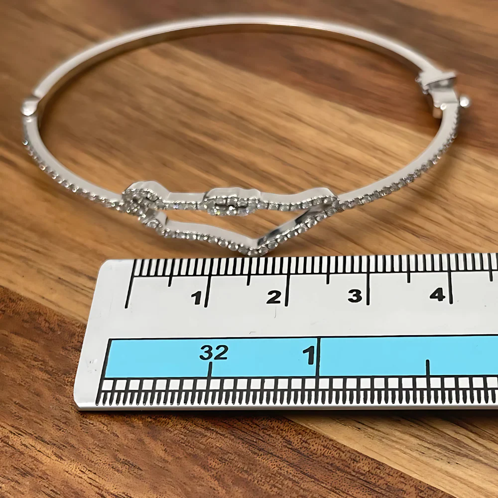 Diamond Map of Israel Bangle Bracelet in 14K Gold - Image 7
