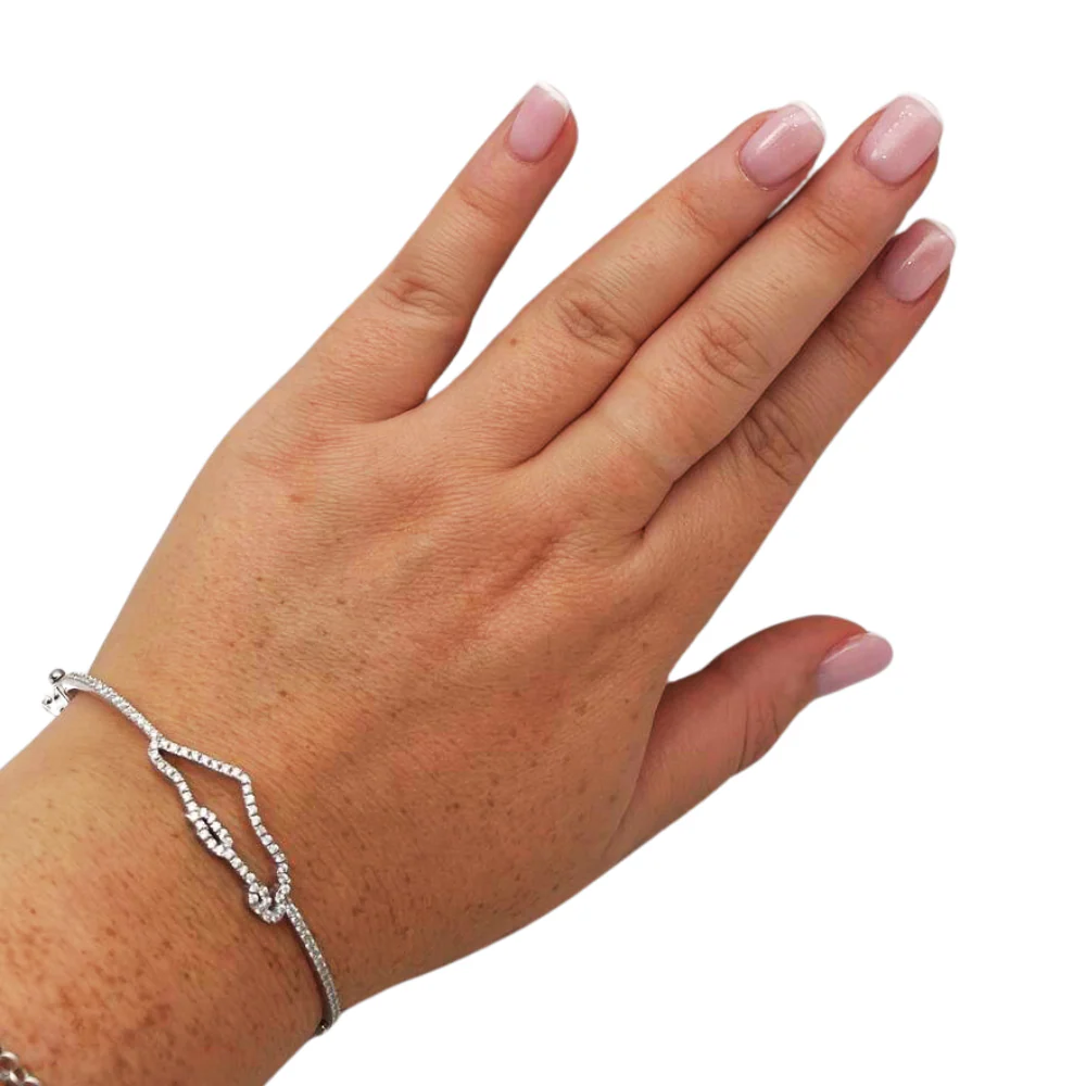 Diamond Map of Israel Bangle Bracelet in 14K Gold - Image 8