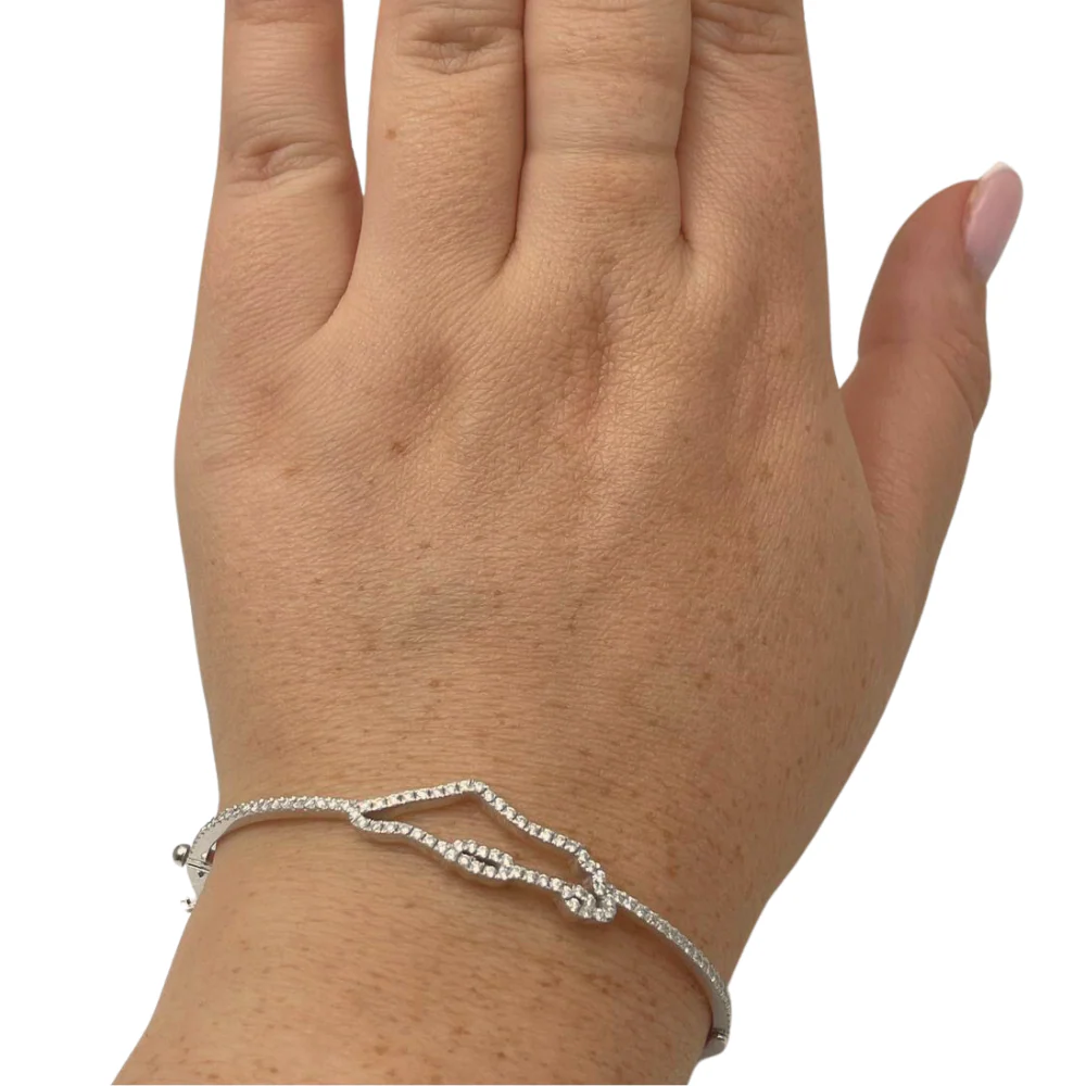 Diamond Map of Israel Bangle Bracelet in 14K Gold - Image 9