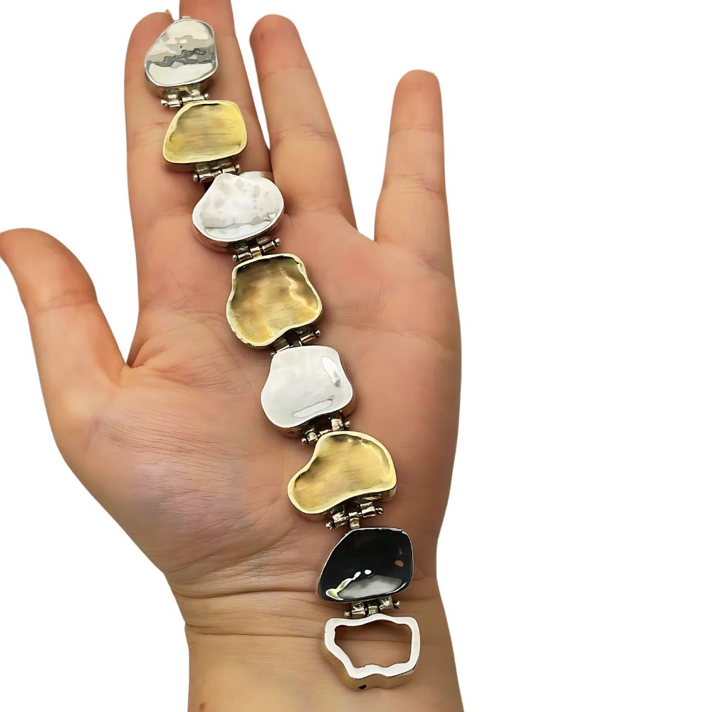 Nugget Bracelet in Silver and Gold - Jerusalem Stone design - Image 3