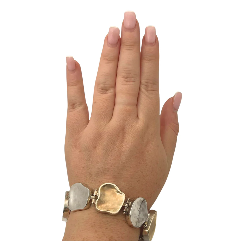 Nugget Bracelet in Silver and Gold - Jerusalem Stone design - Image 4
