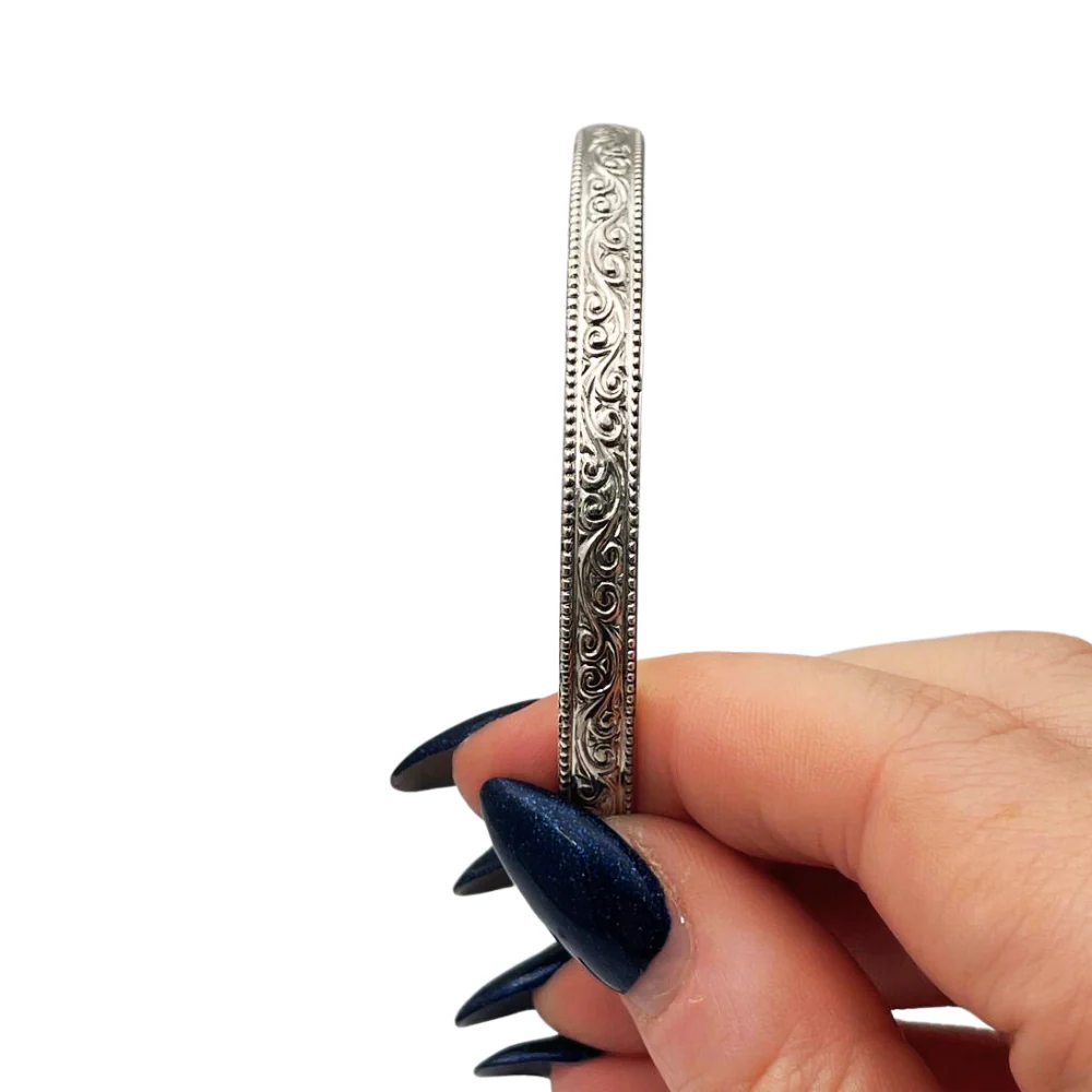 Moroccan Bangle in Silver - Curlicue Design - Image 3
