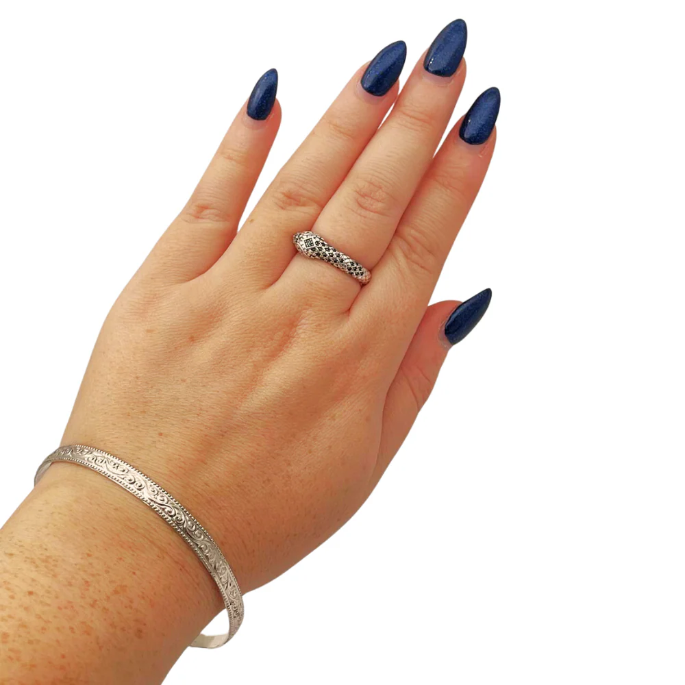 Moroccan Bangle in Silver - Curlicue Design - Image 4