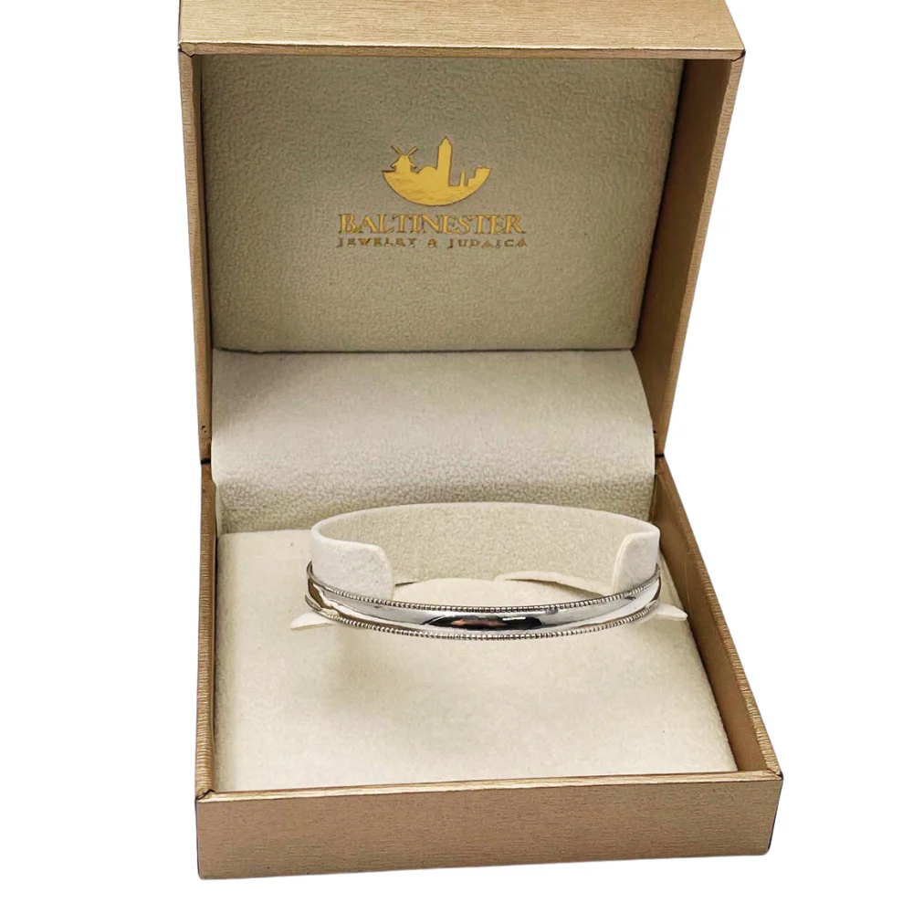 Moroccan Bangle in Silver - Beaded Borders - Image 7