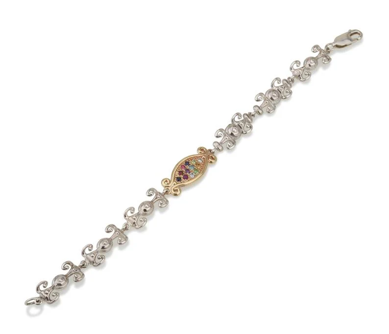 14K Gold and Silver Kabbalah Bracelet with Hoshen Gems - Image 3