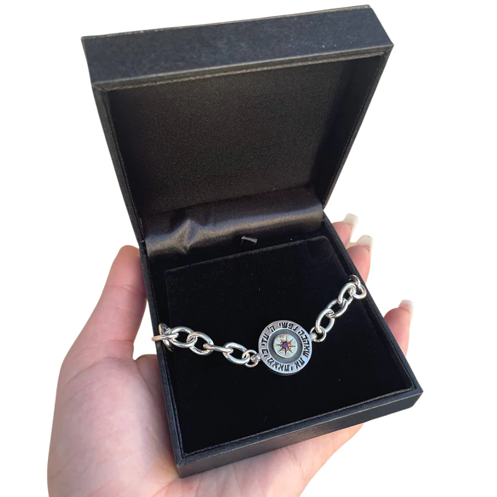 Kabbalah Bracelet with Garnet Stone in 14K Gold and Silver - Image 5