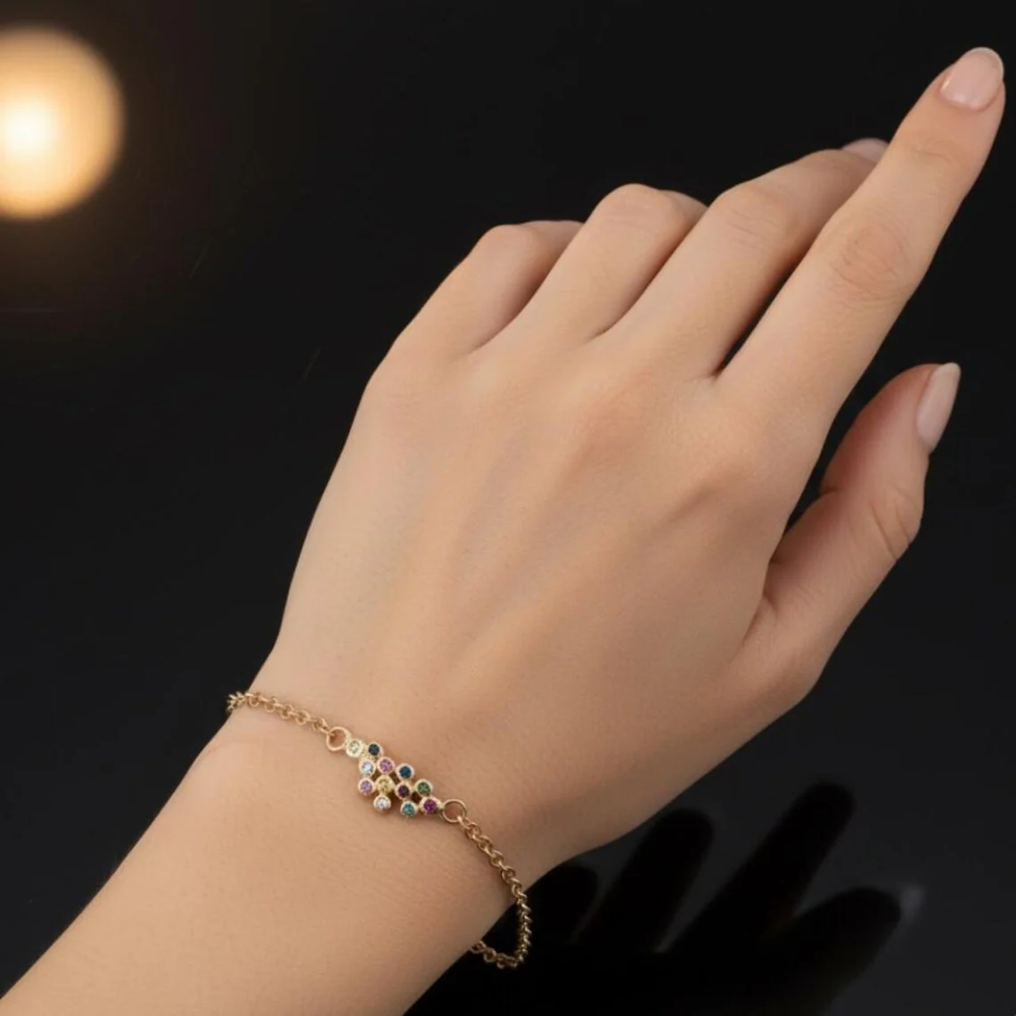 14K Gold Chain Bracelet with Hoshen Gems - Image 5