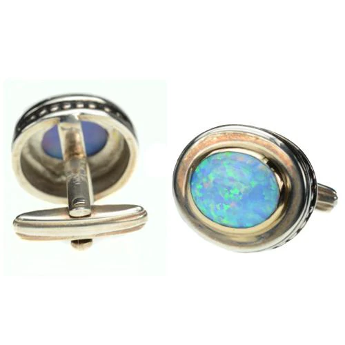 Silver & Gold Opalite Cufflinks - Image 2