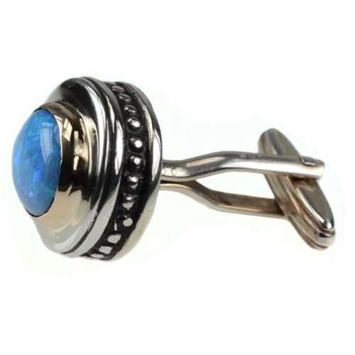 Silver & Gold Opalite Cufflinks - Image 3