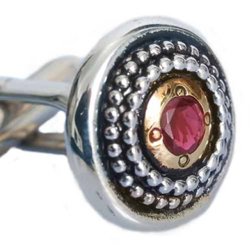 Silver & Gold Ethnic Garnet Cufflinks - Image 2