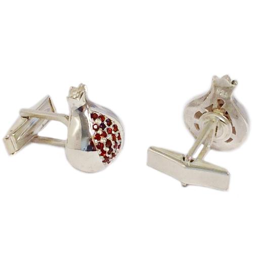 Sterling Silver and Garnets Pomegranate Cufflinks - Image 3