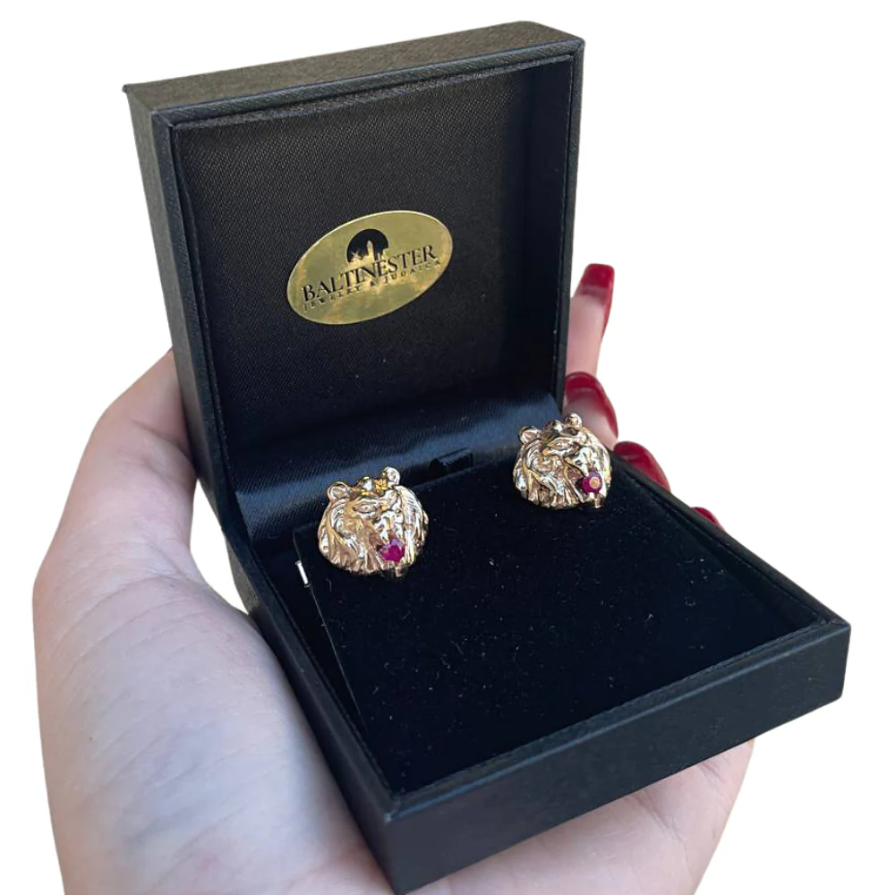 Lion of Judah Ruby Cufflinks in 14k Gold - Image 5